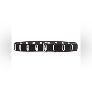Leather belt with oval-shaped metal grommets and a silver-tone buckle belt✨